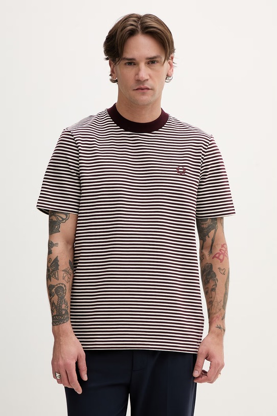 Fred Perry t-shirt bawełniany wzorzyste bordowy M6581