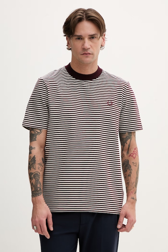 Fred Perry t-shirt bawełniany wzorzyste bordowy M6581