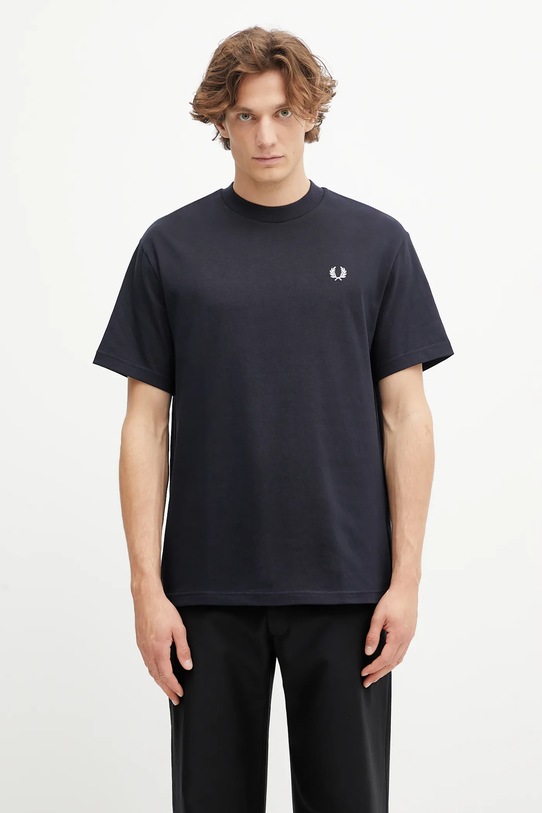 Хлопковая футболка Fred Perry гладкий тёмно-синий M8710