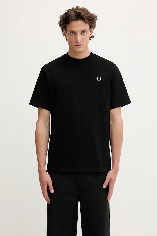 Fred Perry tricou din bumbac uni negru M8710