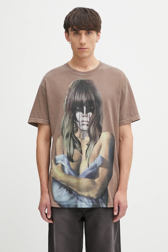 Fucking Awesome t-shirt in cotone Last Night regolare marrone PN20145