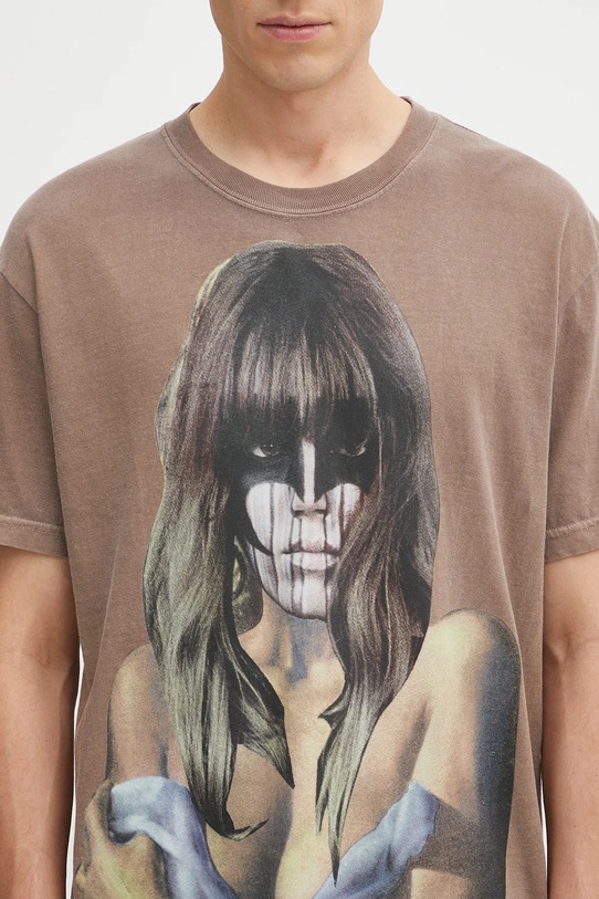 Fucking Awesome t-shirt in cotone Last Night marrone PN20145