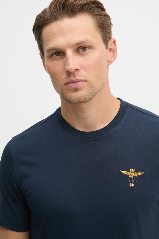 Aeronautica Militare t-shirt bawełniany granatowy TS1580UJ00372