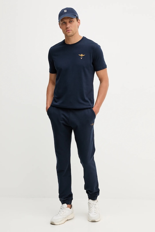 Βαμβακερό μπλουζάκι Aeronautica Militare TS1580UJ00372 σκούρο μπλε AW25