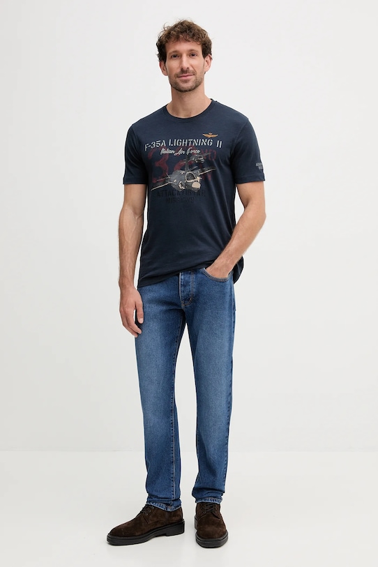Aeronautica Militare tricou din bumbac TS2472UJ00708 bleumarin AW25