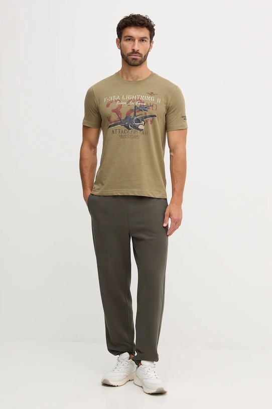 Aeronautica Militare t-shirt bawełniany TS2472UJ00708 zielony AW25
