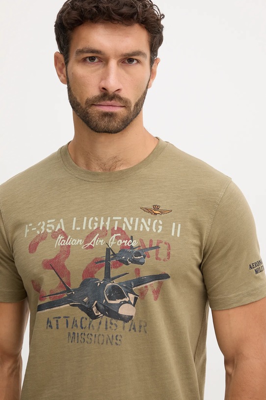 Aeronautica Militare t-shirt bawełniany zielony TS2472UJ00708