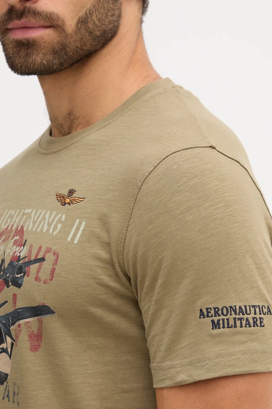 Aeronautica Militare t-shirt bawełniany TS2472UJ00708 zielony