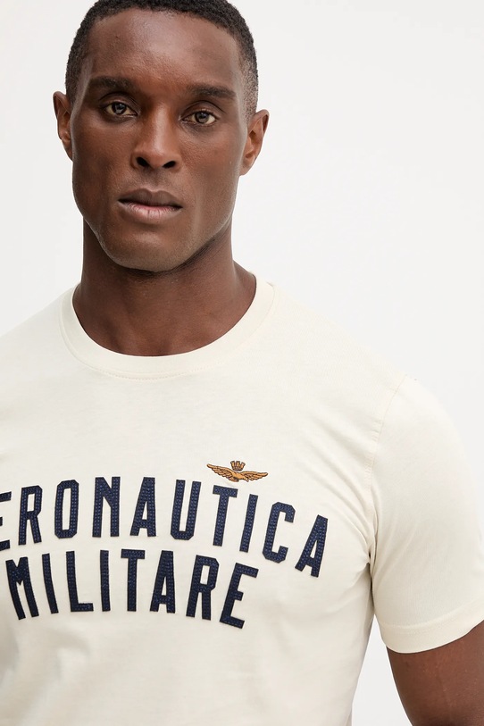 Aeronautica Militare tricou din bumbac bej TS2478UJ00641