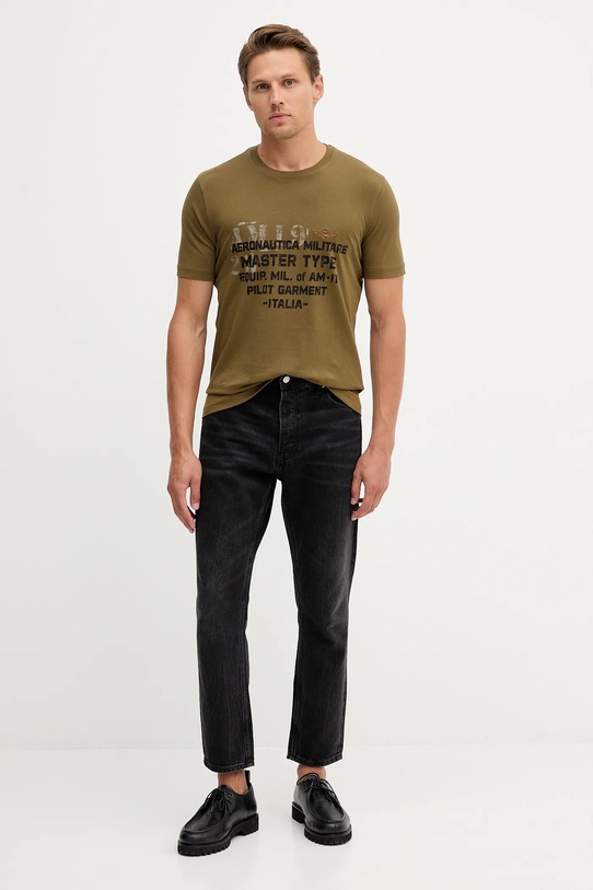 Aeronautica Militare t-shirt in cotone TS2479UJ00641 verde AW25