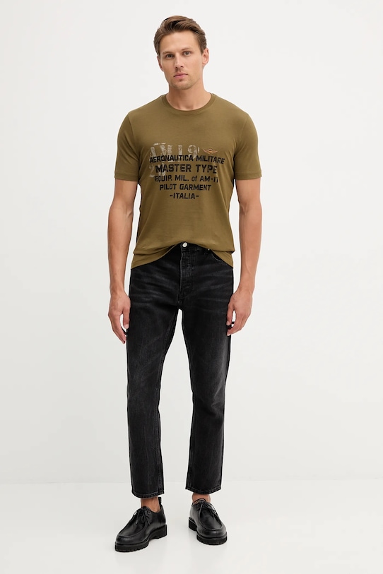 Bavlněné tričko Aeronautica Militare TS2479UJ00641 zelená AW25