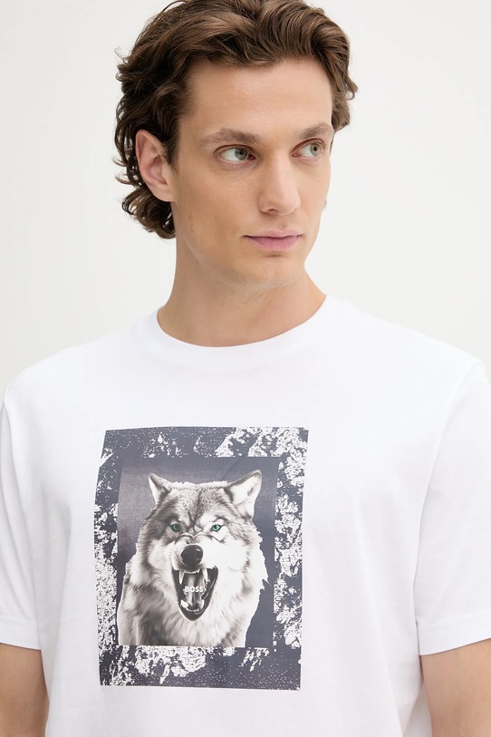 Хлопковая футболка BOSS Orange белый 50554615