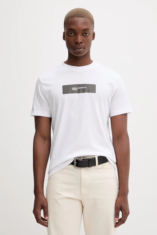 Karl Lagerfeld Jeans t-shirt bawełniany nadruk biały A4M17019