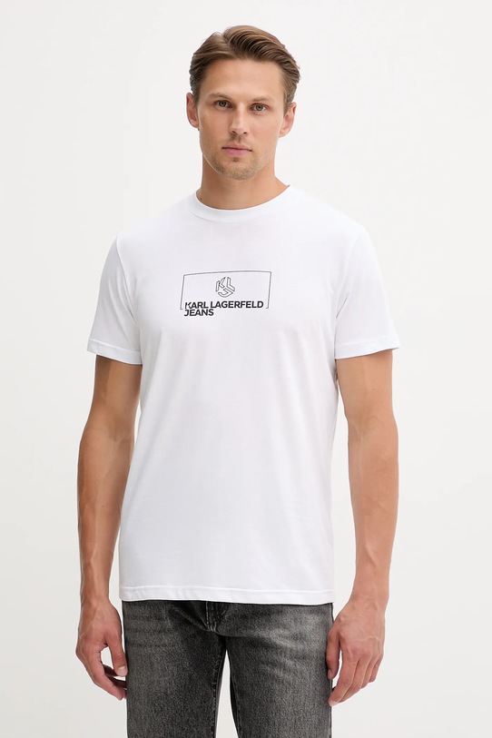 Karl Lagerfeld Jeans t-shirt bawełniany nadruk biały A4M17020