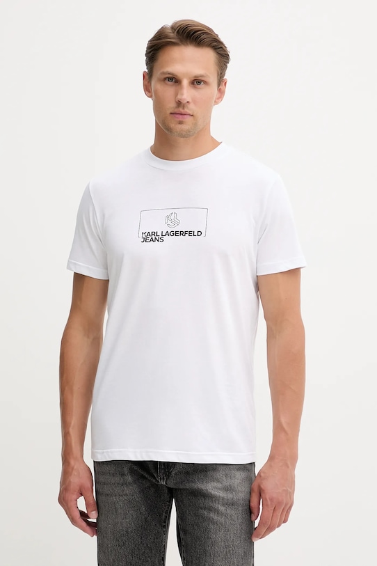 Karl Lagerfeld Jeans t-shirt bawełniany nadruk biały A4M17020
