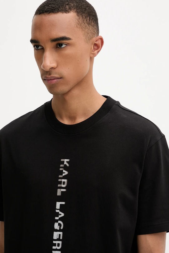 Βαμβακερό μπλουζάκι Karl Lagerfeld Jeans μαύρο A4M17021