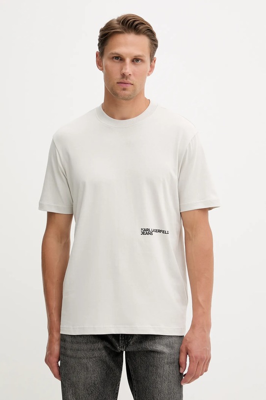 Karl Lagerfeld Jeans t-shirt bawełniany nadruk beżowy A4M17024