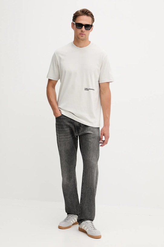 Karl Lagerfeld Jeans t-shirt bawełniany A4M17024 beżowy AW25