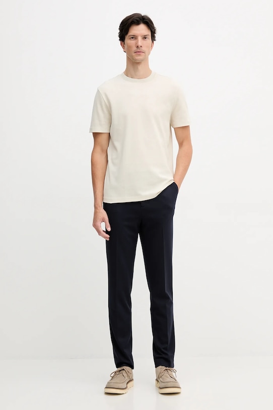 Хлопковая футболка BOSS 50549601 бежевый AW25