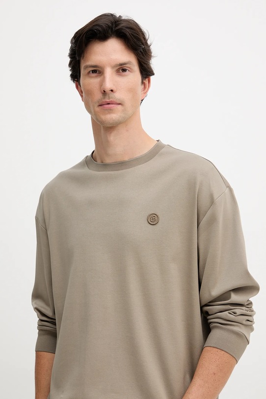 BOSS longsleeve bawełniany zielony 50557846