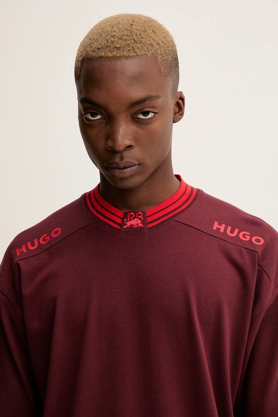 Bavlnené tričko HUGO burgundské 50549604