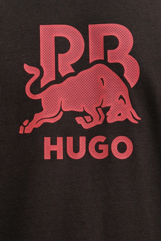 Βαμβακερή μπλούζα με μακριά μανίκια HUGO 50551830 καφέ