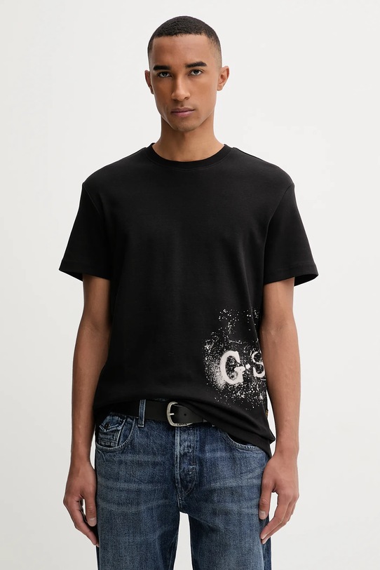 G-Star t-shirt bawełniany wzorzyste czarny D26819.D976