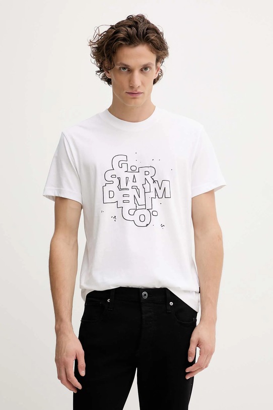 G-Star t-shirt bawełniany nadruk biały D26824.D975