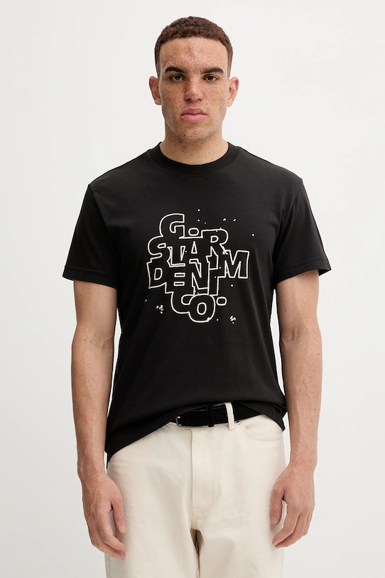 G-Star t-shirt bawełniany nadruk czarny D26824.D975