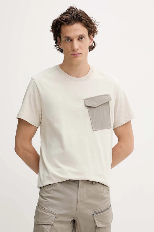 Bavlnené tričko G-Star jednofarebný béžová D26844.C784