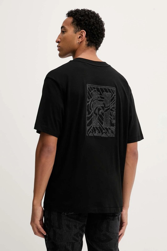 HUGO tricou din bumbac imprimeu negru 50546779
