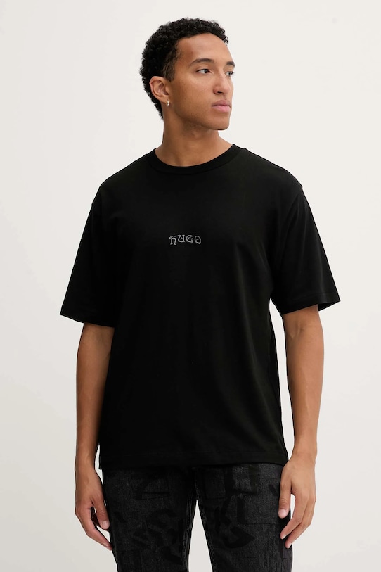 Oblečení Bavlněné tričko HUGO 50546779 černá