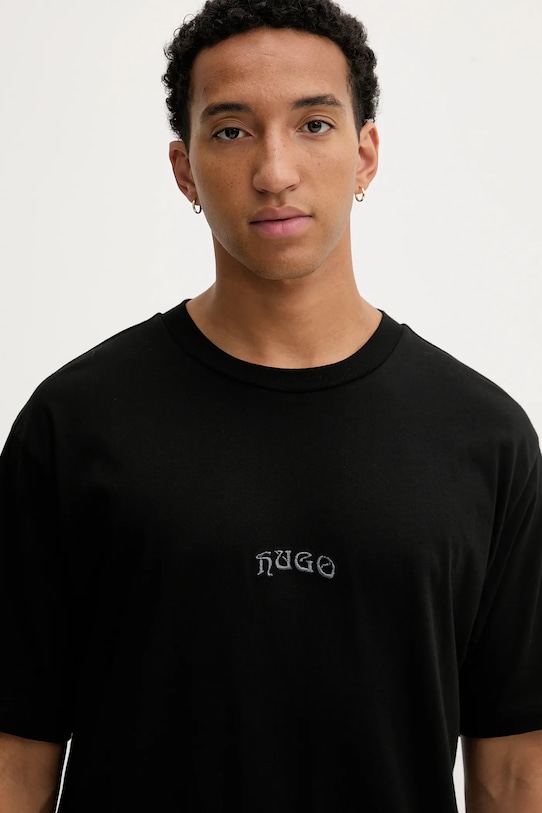Bavlněné tričko HUGO černá 50546779