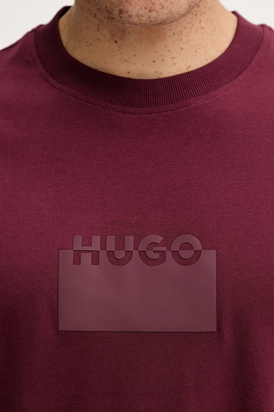 Bavlněné tričko HUGO 50546867 burgundské