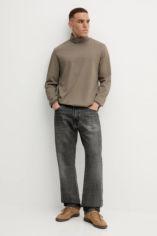 HUGO longsleeve bawełniany 50547372 zielony AW25