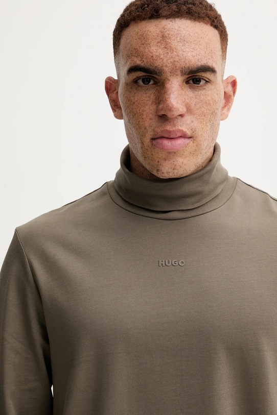 HUGO longsleeve bawełniany zielony 50547372