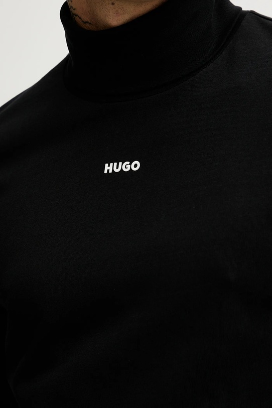 Βαμβακερή μπλούζα με μακριά μανίκια HUGO 50547372 μαύρο
