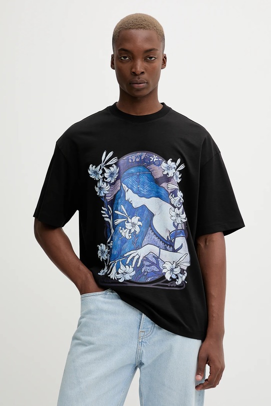 HUGO t-shirt bawełniany nadruk czarny 50548466