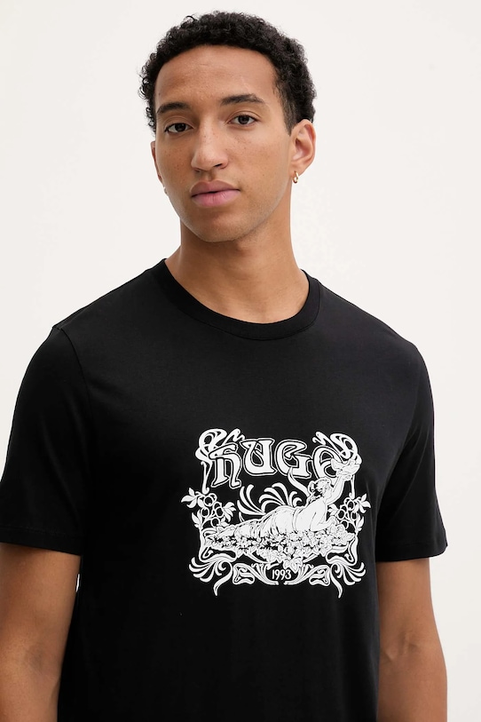 Βαμβακερό μπλουζάκι HUGO μαύρο 50548565