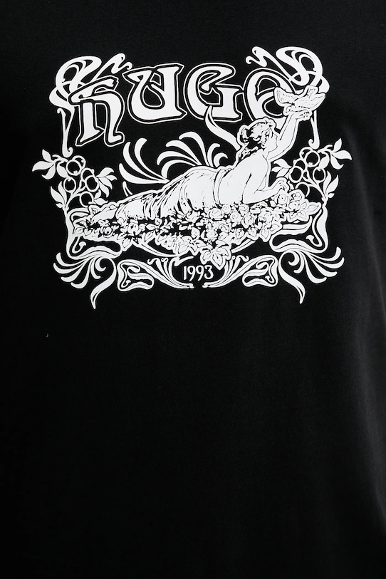 Βαμβακερό μπλουζάκι HUGO 50548565 μαύρο