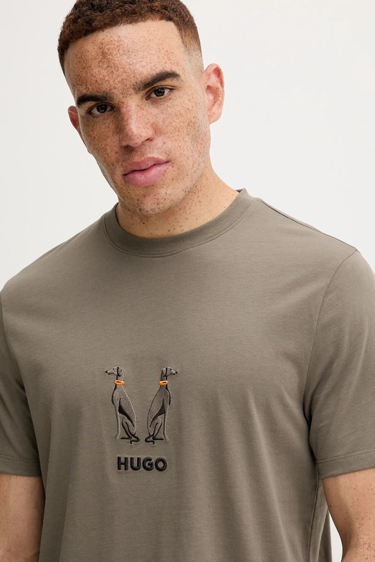 HUGO t-shirt bawełniany zielony 50549154