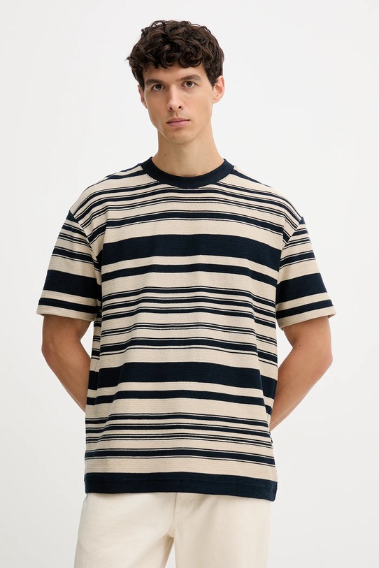 Marc O'Polo t-shirt bawełniany wzorzyste granatowy 528307551200