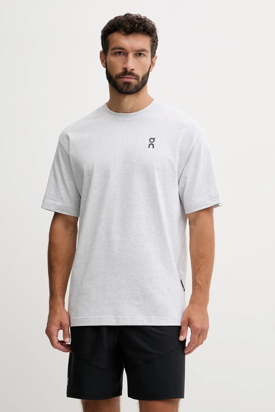 ON running t-shirt bawełniany Club T nadruk szary 1ME10051756