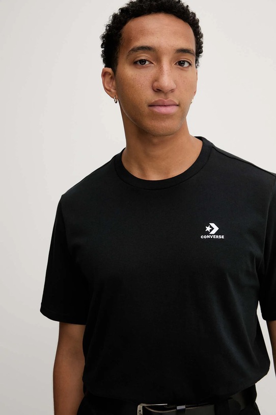 Converse t-shirt bawełniany czarny CVM5T876