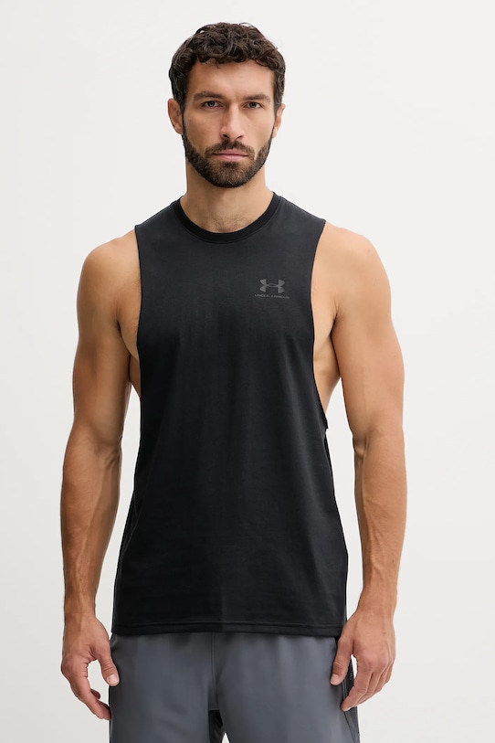 Under Armour t-shirt treningowy nadruk czarny 1329286