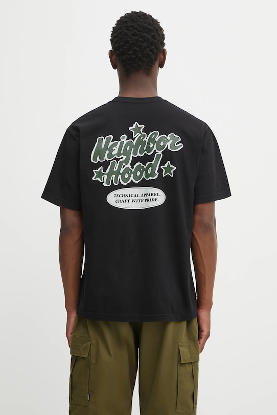 NEIGHBORHOOD tricou din bumbac nh . tee ss-12 print negru 251PCNH.ST12