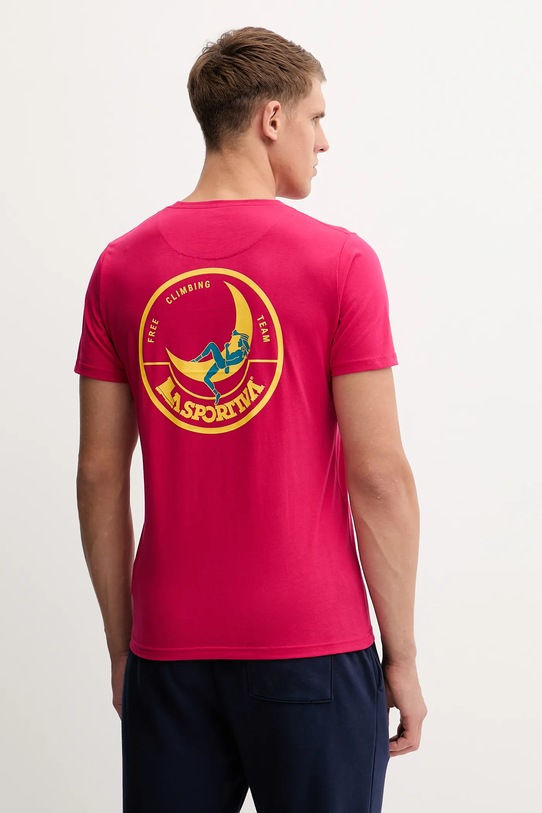 LA Sportiva t-shirt bawełniany Climbing on the Moon nadruk różowy ZACT157