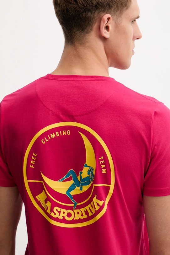LA Sportiva t-shirt bawełniany Climbing on the Moon ZACT157 różowy
