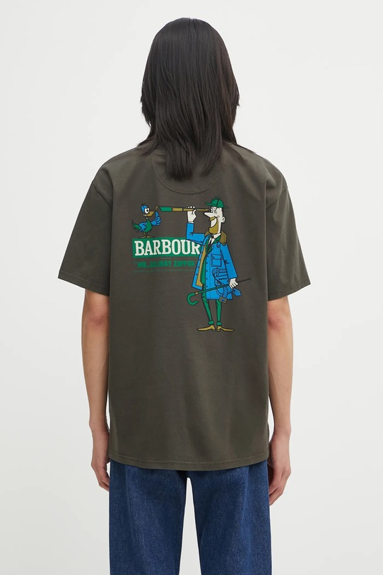 Βαμβακερό μπλουζάκι Barbour "Mr Solway" OS Graphic T-Shirt χαλαρό πράσινο MTS1488OL52