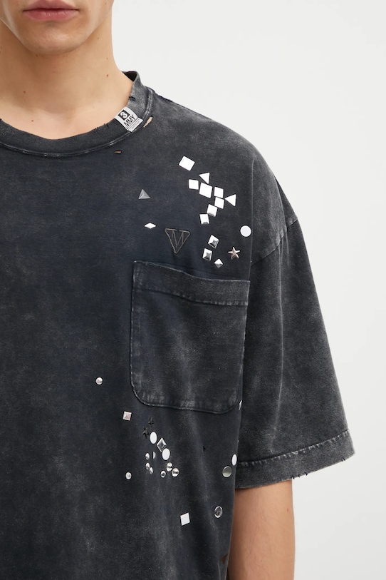 Bavlněné tričko Maison MIHARA YASUHIRO EMBELLISHED BLEACHED černá A15TS631